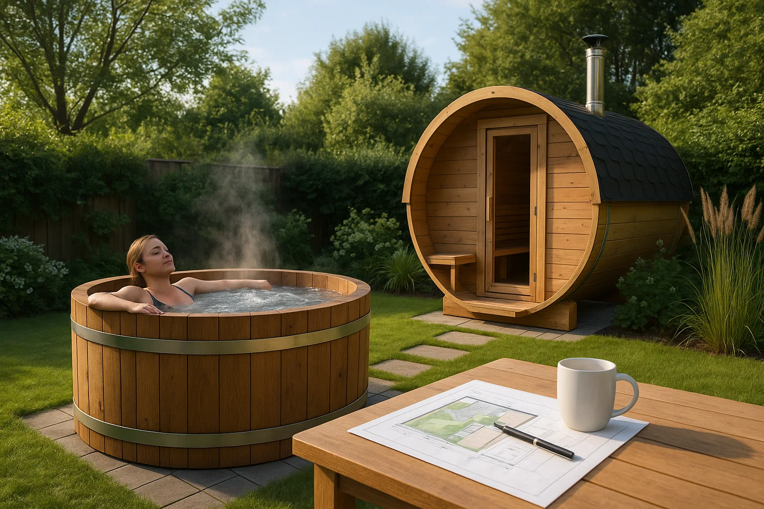 Gartensauna und Hot-Tub