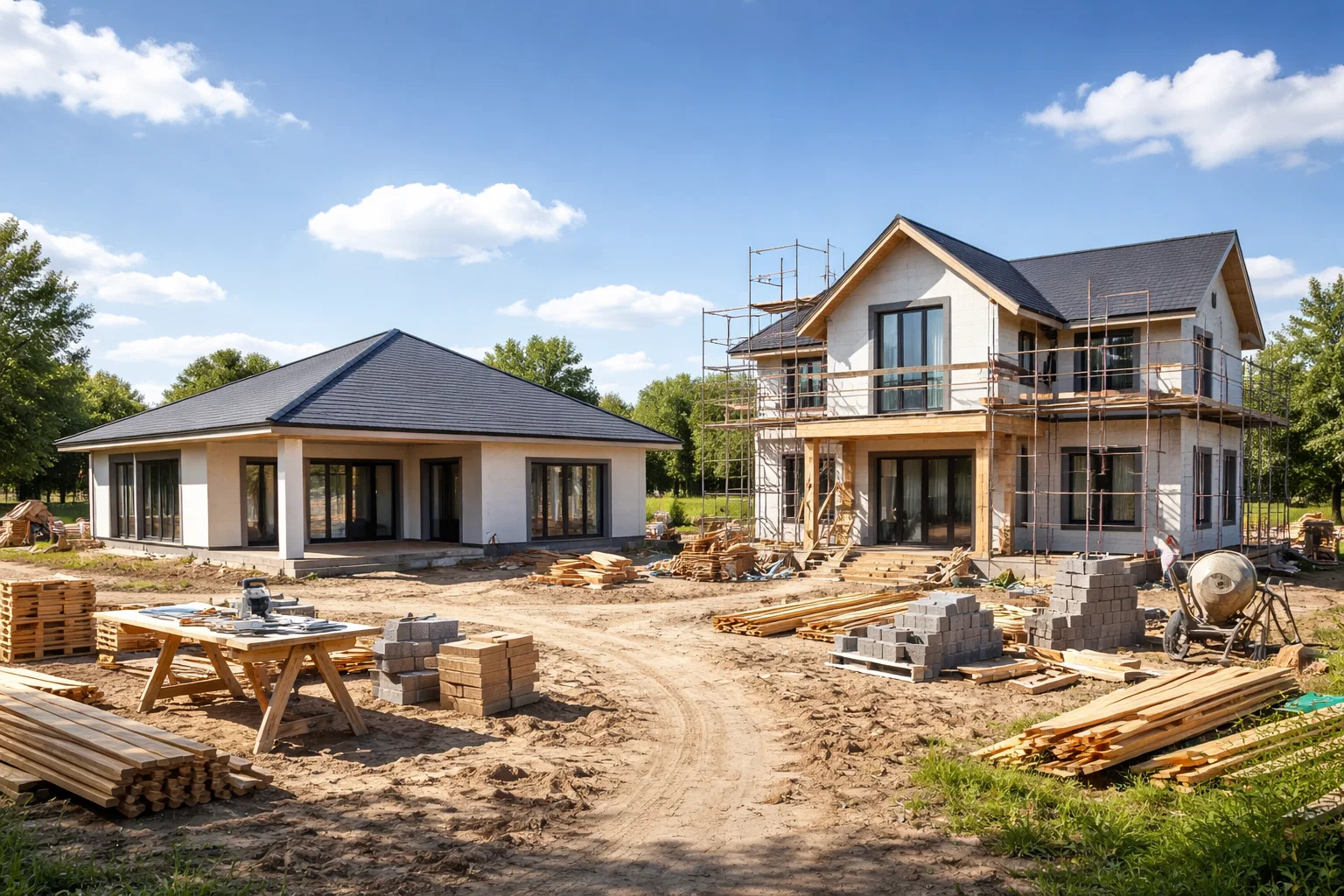 Ein- oder Zweistöckige Häuser