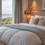 Daunenbettdecke und Biber-Bettwäsche in einem Ferienhaus auf Sylt